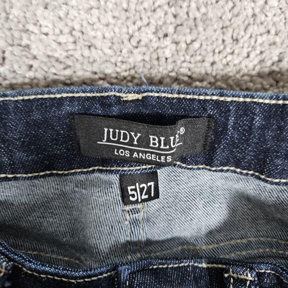 Judy Blue Jeans Womens 5 27 Dark Blue Mom Jean Fit Tapered Stretch High Rise - Picture 2 of 12